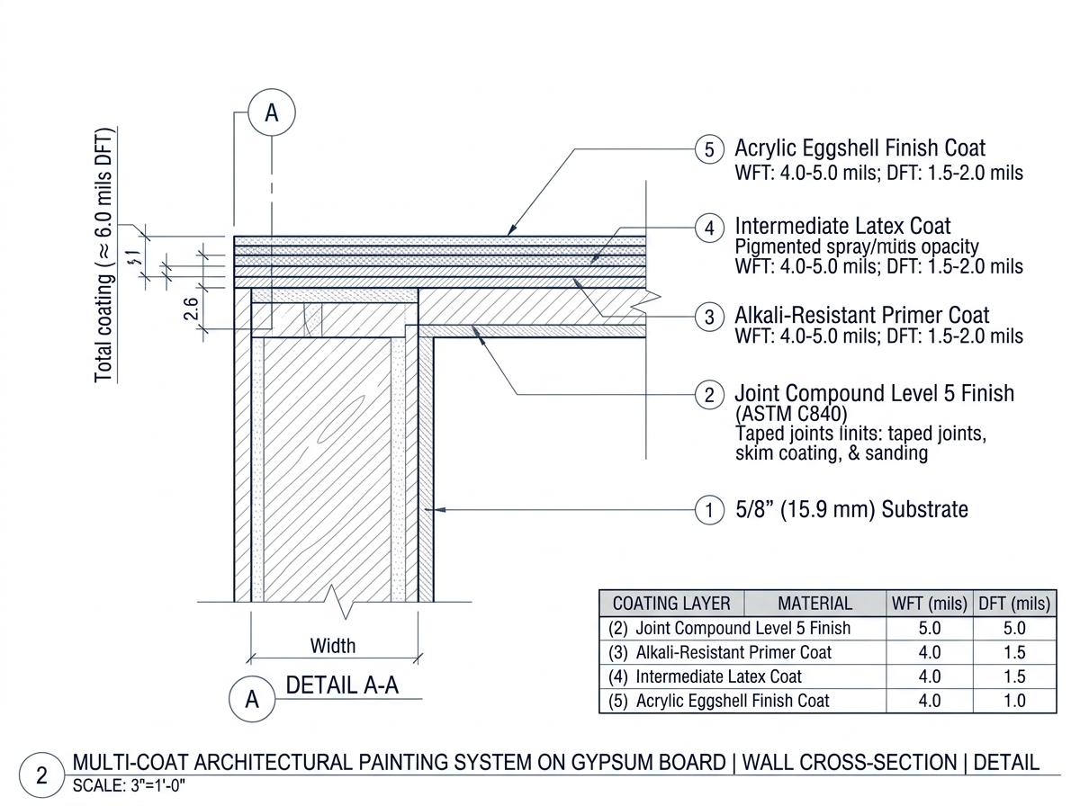 Commercial paint coating system mil thickness and substrate preparation schedule diagram